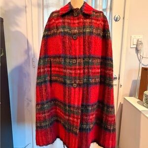 Vintage Red Plaid Women's Cape